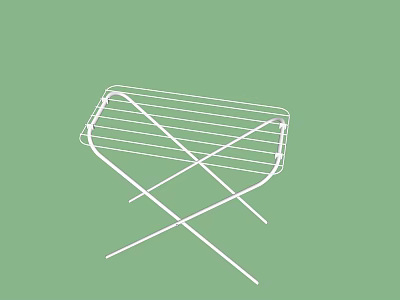 White Foldable Clothes Drying Rack for Home Laundry Use With Sturdy Frame 3d model