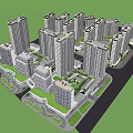 Aerial View Of Modern Urban High Rise Building Complex With Green Spaces