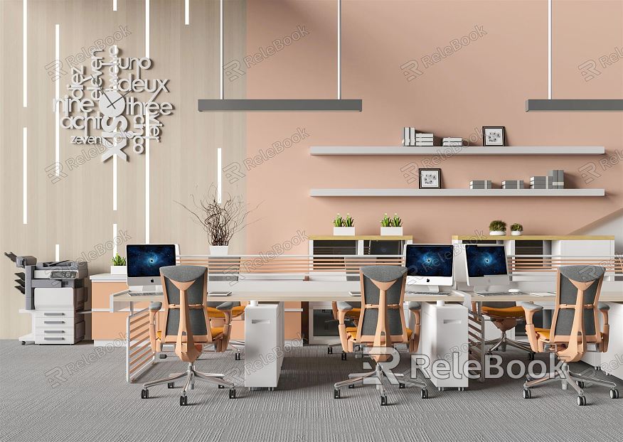 Modern Office Desk and Chair Fashion Office Computer Desk and Chair Combination model