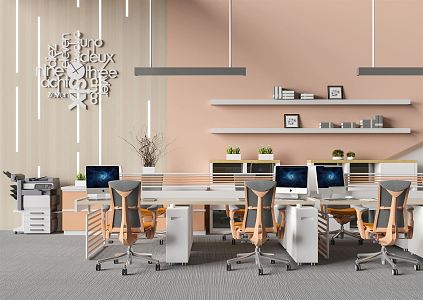 Modern Office Desk and Chair Fashion Office Computer Desk and Chair Combination 3d model