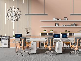 Modern Office Desk and Chair Fashion Office Computer Desk and Chair Combination 3d model