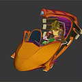 Futuristic Yellow Space Vehicle With Open Cockpit And Astronaut Figure