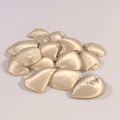 Gold Satin Leaf Shaped Throw Pillows For Elegant Home Decor Accents 3d model