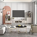 Stylish Modern TV Stand With Open Storage And Decorative Items In Living Room