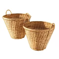 Two Handwoven Wicker Agricultural Equipment Baskets With Sturdy Handles For Farm Harvest