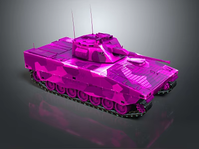 Shiny Pink Camouflage Military Armored Vehicle With Tracks And Metallic Surface 3d model