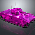 Shiny Pink Camouflage Military Armored Vehicle With Tracks And Metallic Surface