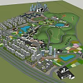 Residential Community Planning Featuring Multiple Buildings Green Areas Parks And Roads