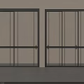Modern Sliding Doors With Black Frames And Glass Panels In Minimalist Space