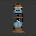 Vintage Copper Frame Hourglass Lantern With Blue Purple Sand And Engraved Base