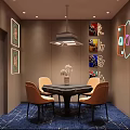Elegant Hotel Mahjong Room With Mahjong Table Chairs Peking Opera Masks And Neon Signs