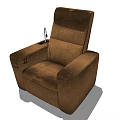 Brown Leather Single Sofa With Comfortable Armrest And Modern Design 3d model