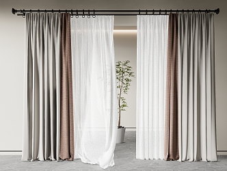 modern curtain fabric curtain gauze curtain fabric curtain 3d model