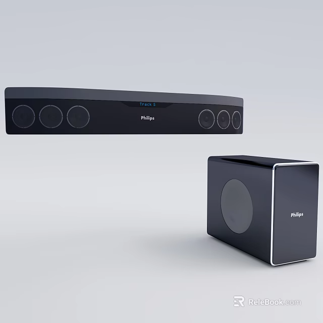 Philips Soundbar and Subwoofer Home Theater Audio System with Modern Design 3d model 