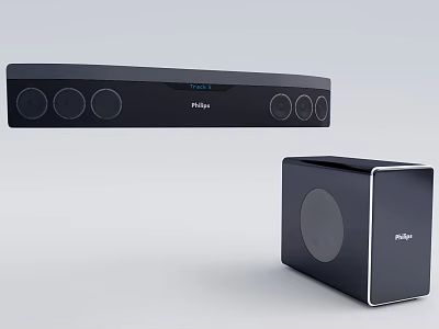 Philips Soundbar and Subwoofer Home Theater Audio System with Modern Design 3d model