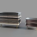 Two Piece Modern Stacked Console Table With Multi Layer Design And Metal Legs 3d model