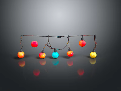 Colorful Spherical Hanging String Lights With Vibrant Colors For Home Furniture Decoration 3d model