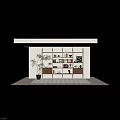 Elegant Modern Wooden Bookshelf With Books Decorative Ornaments Photo Frames And Small Sculptures