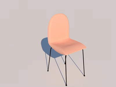 Pink Single Chair With Curved Backrest And Thin Black Legs Modern Design 3d model
