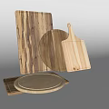 Various Wooden Cutting Boards For Kitchen With Rectangular Round Shapes And Handles 3d model