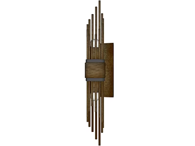 Modern Stylish Wooden Wall Lamp With Vertical Metal Sticks For Home Interior Decor 3d model
