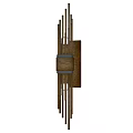 Modern Stylish Wooden Wall Lamp With Vertical Metal Sticks For Home Interior Decor
