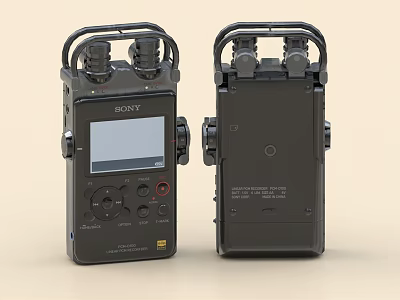 Sony Professional Digital Recorder Front Back View With Screen Buttons And Interfaces 3d model