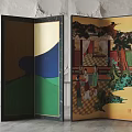 Traditional And Modern Decorative Screens Featuring Classical Figures And Abstract Patterns 3d model