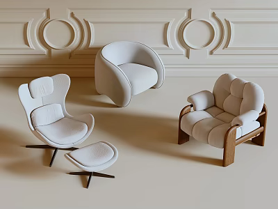 Elegant Leisure Chairs With Comfortable Design And Modern Style For Living Room Interior 3d model