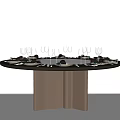 Modern Dining Table Round Dining Table Casual Tableware Multi-person Dining Table 3d model