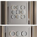 Modern Bedroom Accent Wall With Illuminated Circular Decor And Light Gray Finish