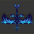 Mythical Warrior Using Dragon Inspired Mechanical Weapon With Blue Luminous Glow 3d model