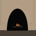 Modern Arched Fireplace With Light Frame Dark Interior And Burning Flames 3d model