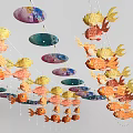 Vibrant Fish Shaped Lanterns Hanging With Various Colors And Unique Shapes