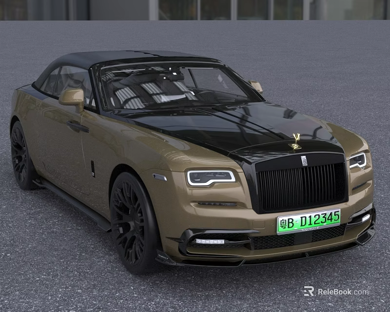 Luxury Rolls-Royce Coupe with Golden Body Black Roof Black Grille and Black Wheels 3d model 