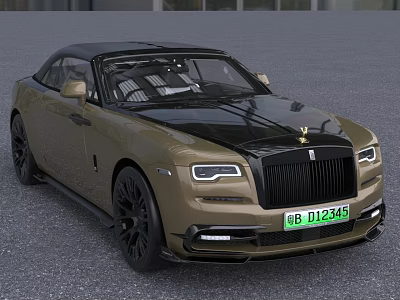 Luxury Rolls-Royce Coupe with Golden Body Black Roof Black Grille and Black Wheels 3d model