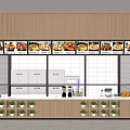 Modern Restaurant Order Counter With Menu Display Screens And Potted Plants