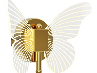 Elegant Butterfly Shaped Wall Lamp With White Wings And Gold Base Design Lighting 3d model