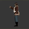 Game Movie Character With Aviator Hat Beard Brown Sleeved Jacket Beige Vest Blue Pants Thumbs Up