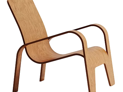 Modern Wooden Chair Featuring Curved Armrests Smooth Backrest And Ergonomic Design Structure 3d model