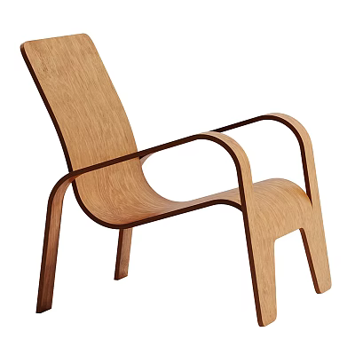 Modern Wooden Chair Featuring Curved Armrests Smooth Backrest And Ergonomic Design Structure 3d model
