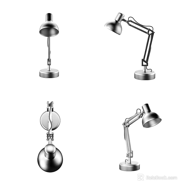 Table Lamps With Various Designs Adjustable Arms And Different Base Styles 3d model 