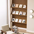 Wooden Display Shelf With Multiple Layers Holding Books In Living Room Interior
