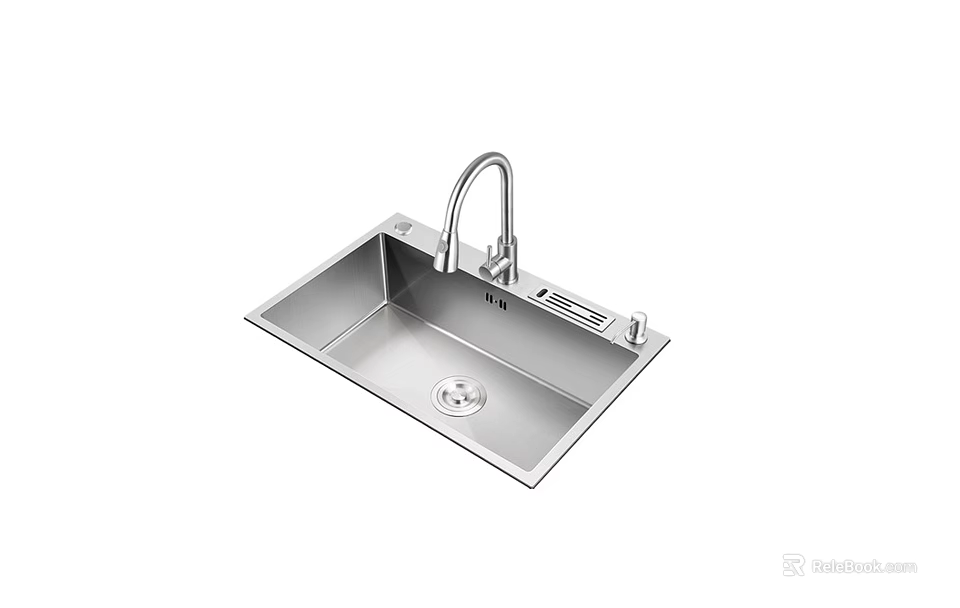 Stainless Steel Single Bowl Kitchen Sink With Modern Faucet For Home Kitchen Use 3d model 