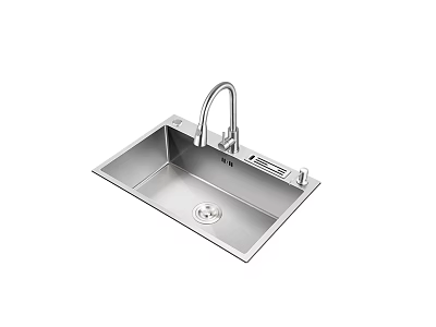 Stainless Steel Single Bowl Kitchen Sink With Modern Faucet For Home Kitchen Use 3d model