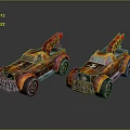 Orange Flame Decal Open Top Off Road Cars With Number 5 Design
