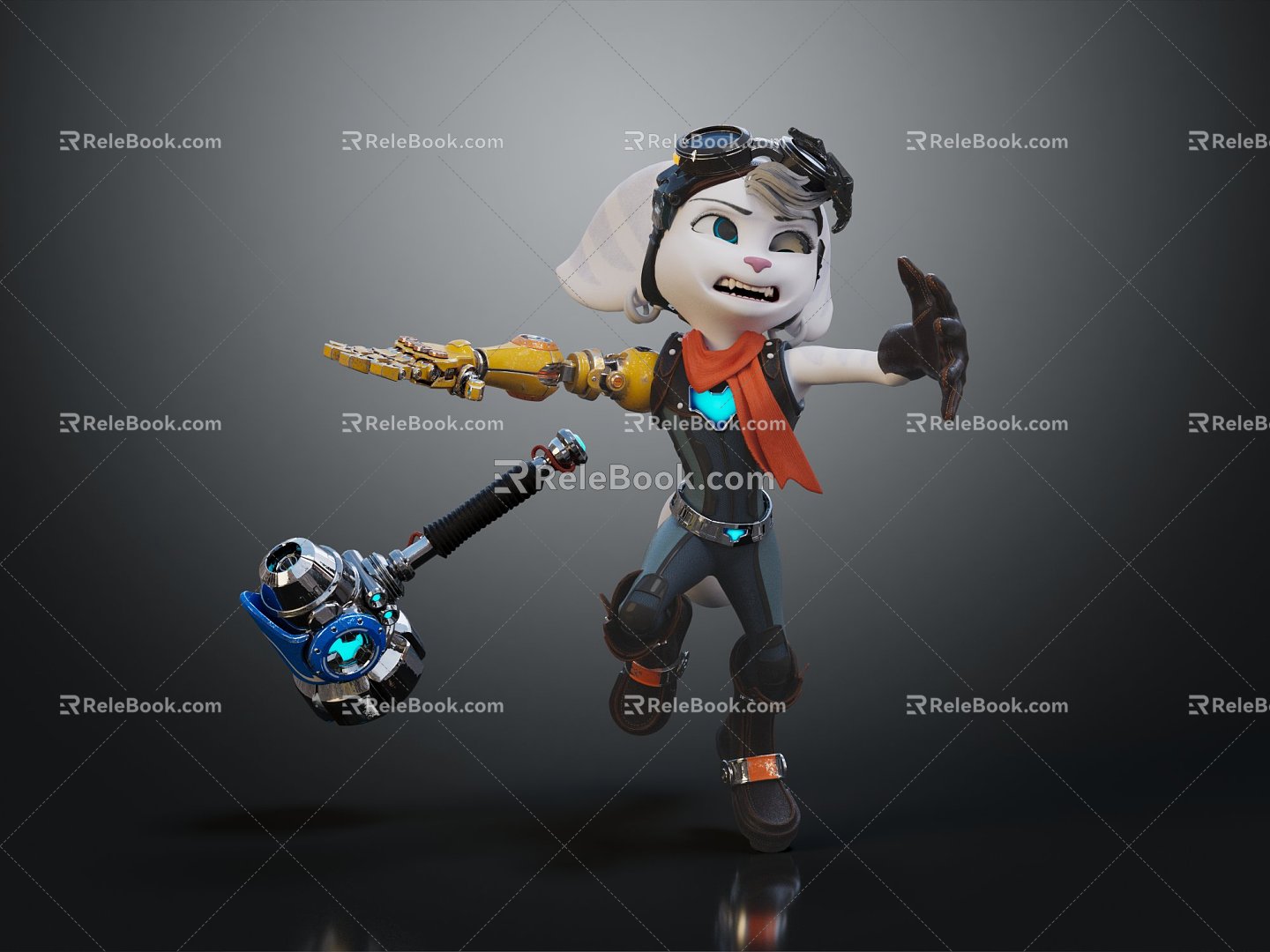 Modern game character cartoon rabbit sci-fi rabbit 3d model