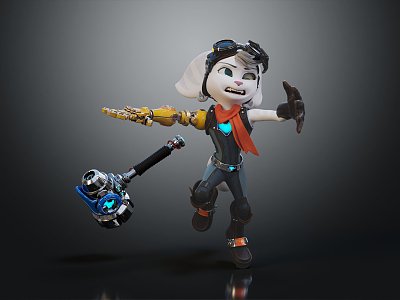 Modern game character cartoon rabbit sci-fi rabbit 3d model