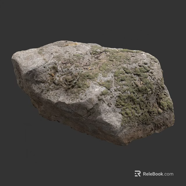 Natural Rough Stone Surface Covered With Green Moss Texture 3d model 