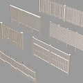 Various Decorative Wooden Railings With Lattice Vertical Slats And Pointed Tops